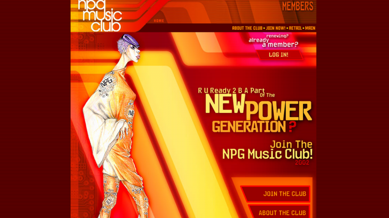 Prince's Official Site, the NPG Music Club